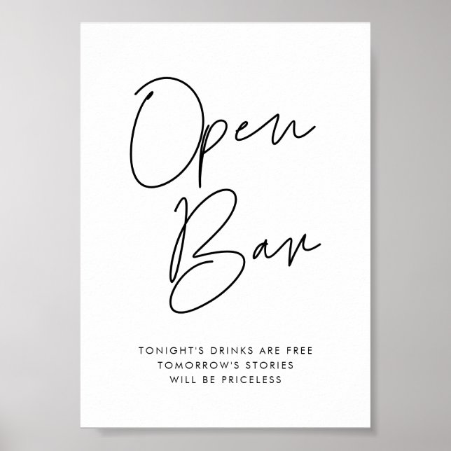 Modern minimalistisk bröllop Open Pub-signal Poster (Framsidan)