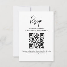 Modern minimalistisk bröllop OSA med QR-kod