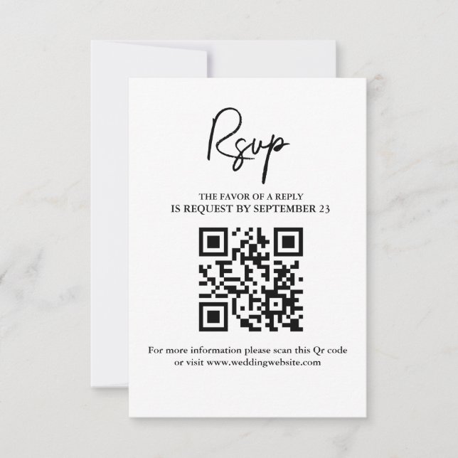 Modern minimalistisk bröllop OSA med QR-kod Kort (Framsida)