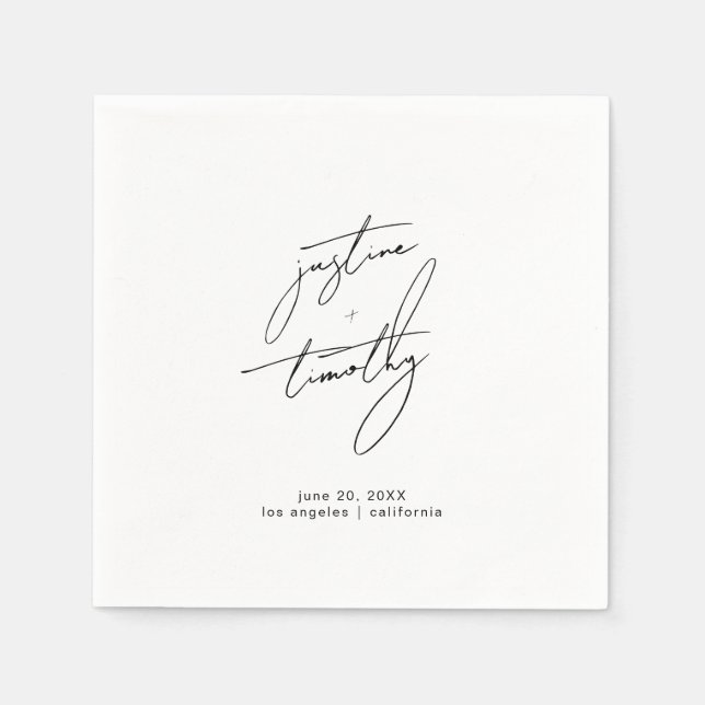 Modern minimalistisk Bröllop Pappersservett (Framsidan)