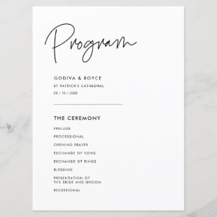 Modern minimalistisk bröllop program