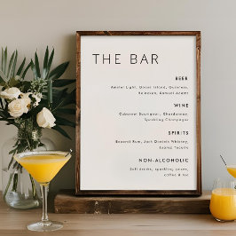 Modern minimalistisk Bröllop Pub-meny-signatur Poster