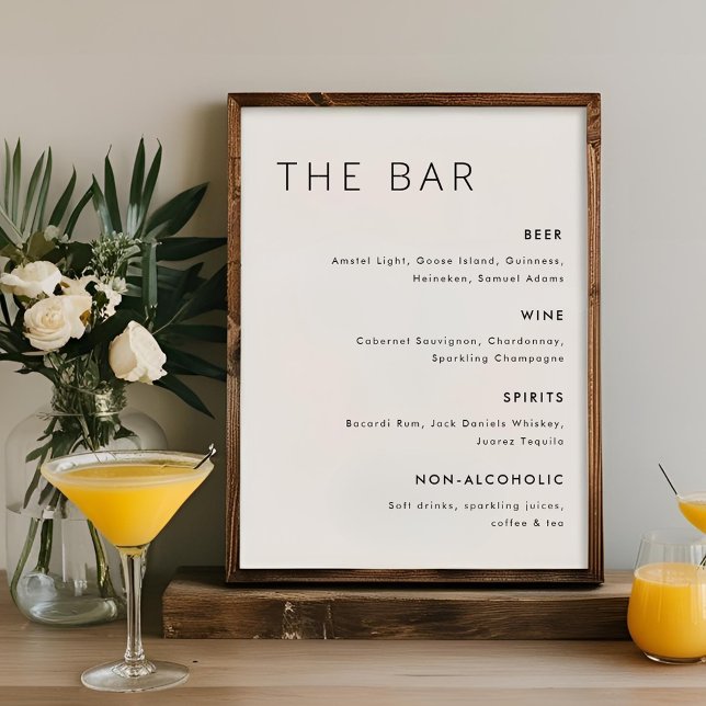 Modern minimalistisk Bröllop Pub-meny-signatur Poster (Skapare uppladdad)