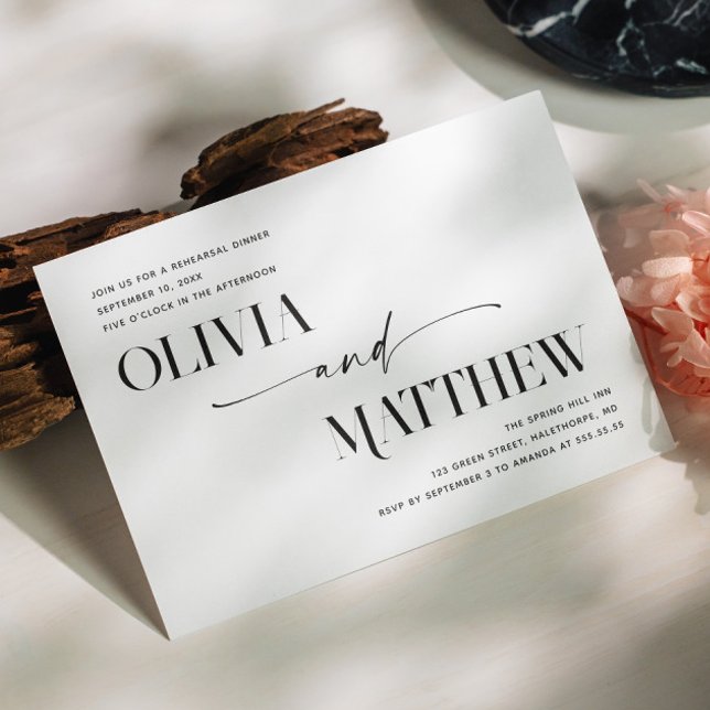 Modern minimalistisk bröllop-repetitionsmiddag inbjudningar (Skapare uppladdad)