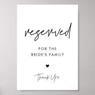 Modern Minimalistisk bröllop-reservation, tecken Poster