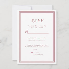 Modern Minimalistisk Bröllop Svar Meny Dammt Rosa