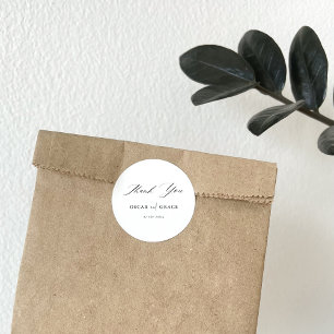 Modern minimalistisk Bröllop Svartvit Runt Klistermärke