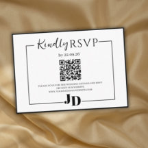 Modern Minimalistisk Bröllops-Svar QR Inläggs Kort