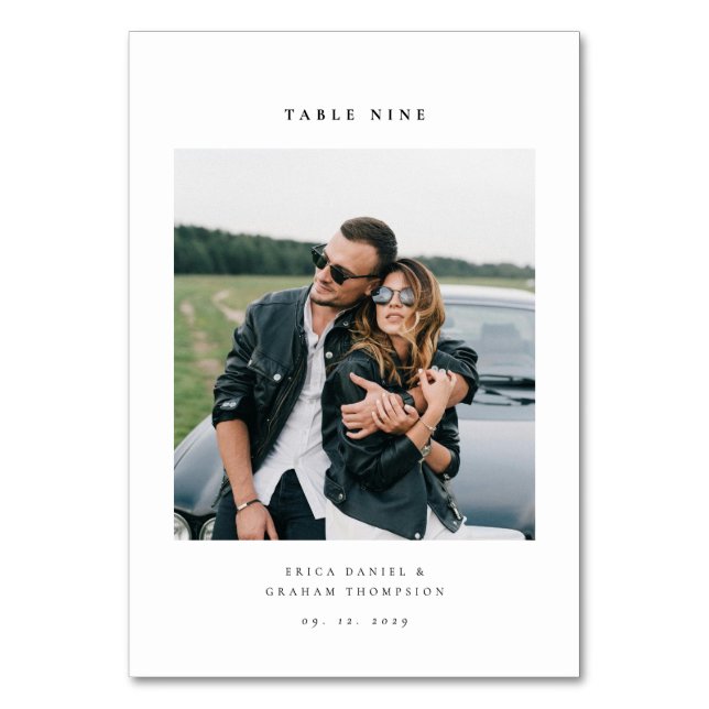 Modern Minimalistisk Bröllopsbord Nummer med Foto Bordsnummer (Framsidan)