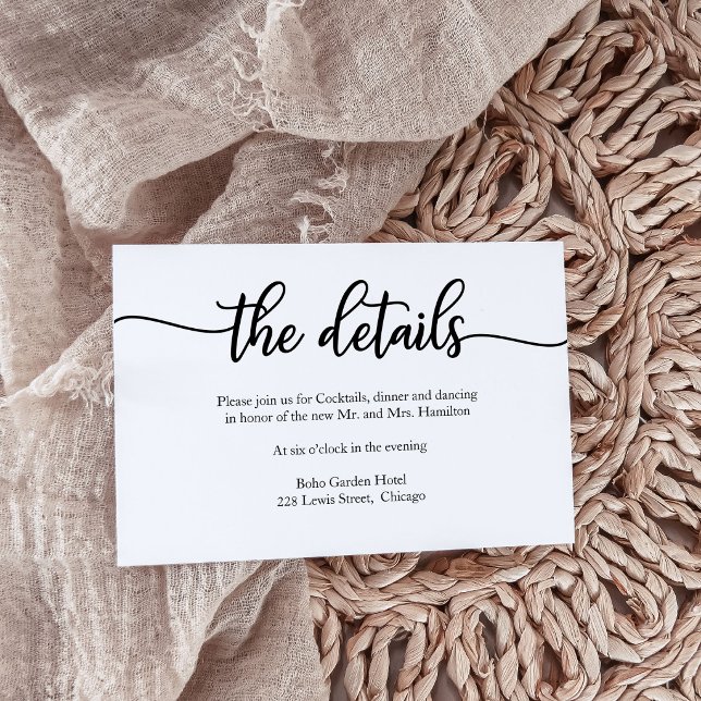 Modern Minimalistisk Bröllopsdetalj Infogningskort OSA Kort (Skapare uppladdad)