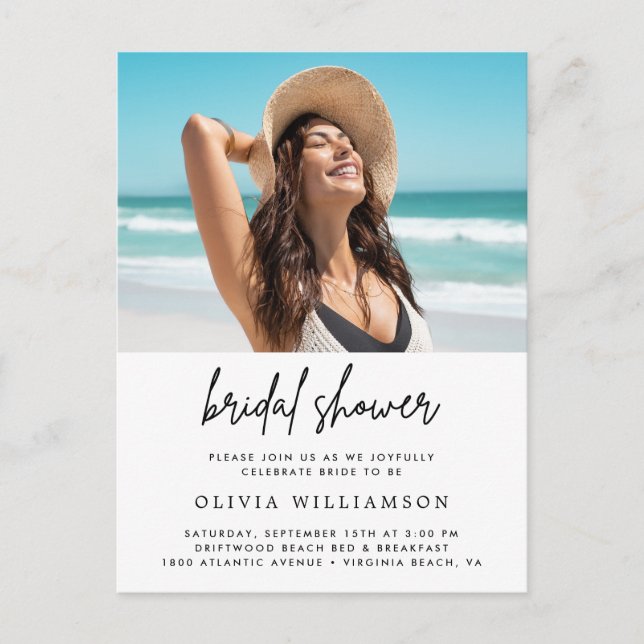 Modern Minimalistisk Bröllopsdusch-inbjudan Vykort (Framsida)