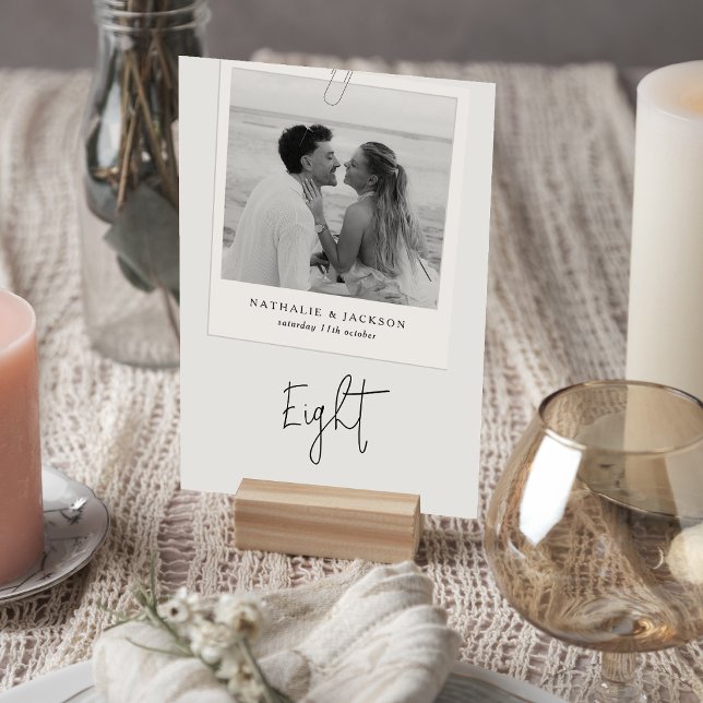 Modern Minimalistisk Bröllopsfoto Bordsnummer (Skapare uppladdad)