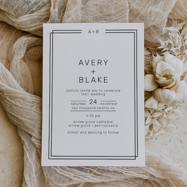 Modern minimalistisk bröllopsinbjudan/AVERY Suite Inbjudningar (Modern Minimalist Wedding Invitation / AVERY Suite)
