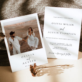 Modern minimalistisk bröllopsinbjudan | Boho Photo Inbjudningar