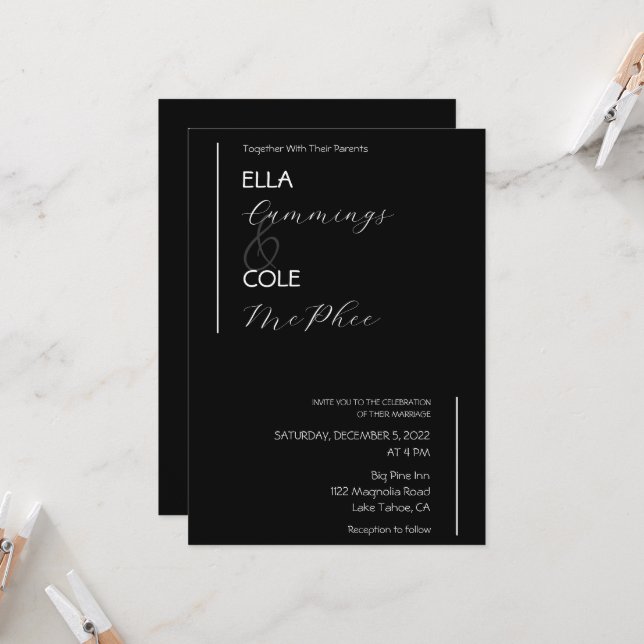 Modern minimalistisk bröllopsinbjudan inbjudningar (Fram/Back In Situ)
