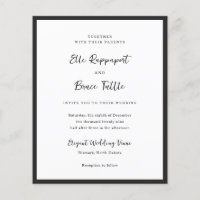 Modern minimalistisk bröllopsinbjudan med typograf
