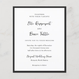 Modern minimalistisk bröllopsinbjudan med typograf flygblad