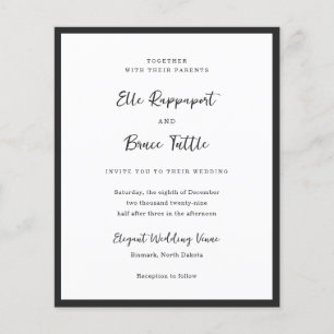 Modern minimalistisk bröllopsinbjudan med typograf flygblad