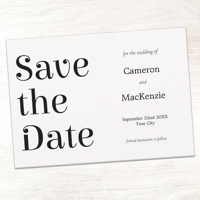 Modern Minimalistisk Bröllopsinbjudan Spara Datume Datumet (Modern typography simple minimalist save the date invitation)