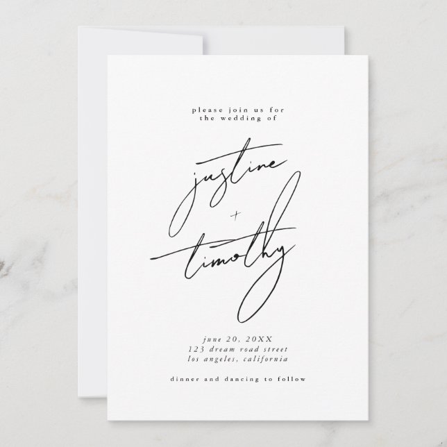 Modern minimalistisk bröllopsinbjudan spara datumet (Framsida)