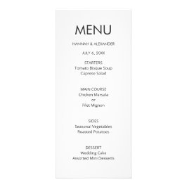 Modern Minimalistisk Bröllopsmeny - Lätt att Redig Reklamkort