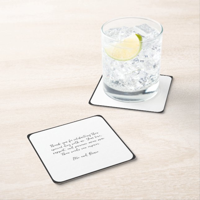 Modern Minimalistisk Bröllopsnotis i Handskrift Underlägg Papper Kvadrat (Insitu)