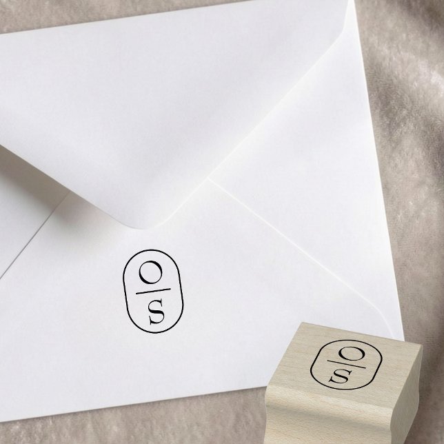 Modern Minimalistisk Bröllopspar Monogram Stämpel (Skapare uppladdad)