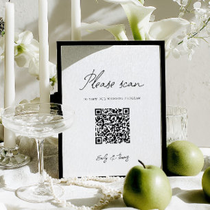 Modern Minimalistisk Bröllopsprogram QR-kod Skylt