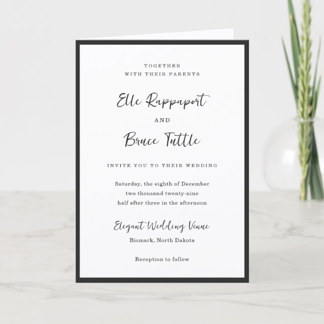 Modern minimalistisk bröllopstypografi inbjudan (Framsida)