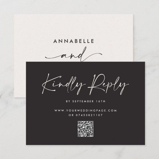 Modern Minimalistisk Bröllopsvar RSVP med Stripe OSA Kort (Fram/baksida)