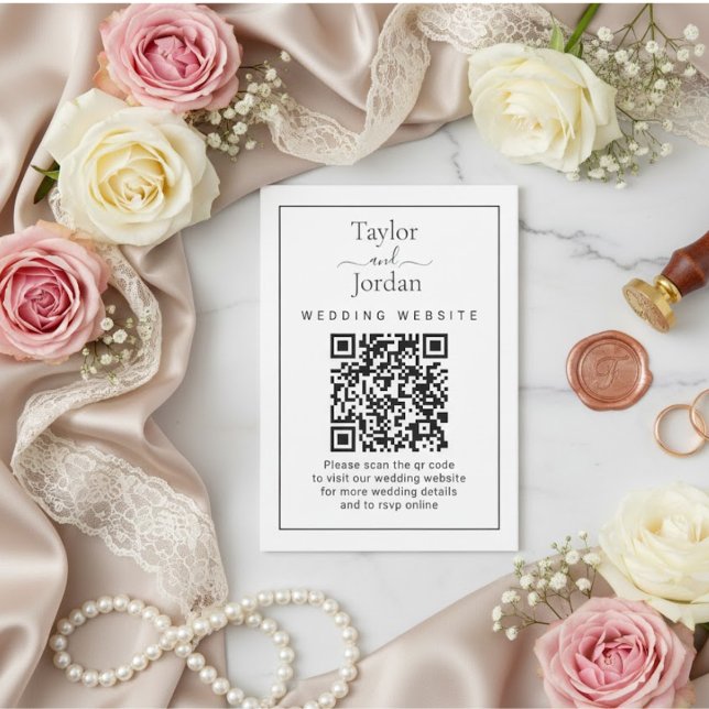 Modern Minimalistisk Bröllopswebbplats QR-kodkort Tilläggskort (Skapare uppladdad)
