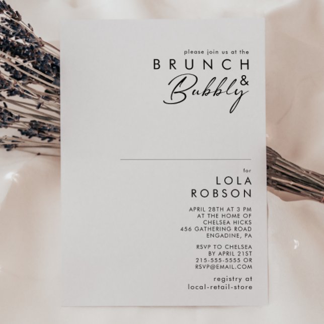 Modern minimalistisk Brunch och Bubly Shower Inbjudningar (Skapare uppladdad)