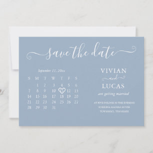Modern minimalistisk budget för Dusty Blue Calenda Inbjudningar