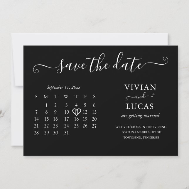 Modern minimalistisk budget för svartvit kalender inbjudningar (Framsida)