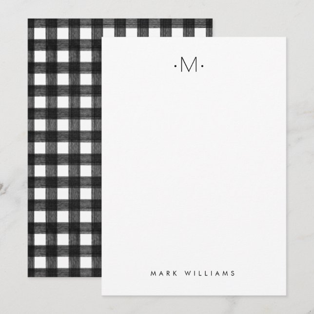 Modern, minimalistisk Buffalo Play Monogram och Na Anteckningskort (Fram/baksida)