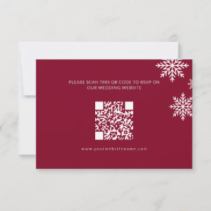 Modern Minimalistisk Bugundy Winter Wedding QR-kod OSA Kort