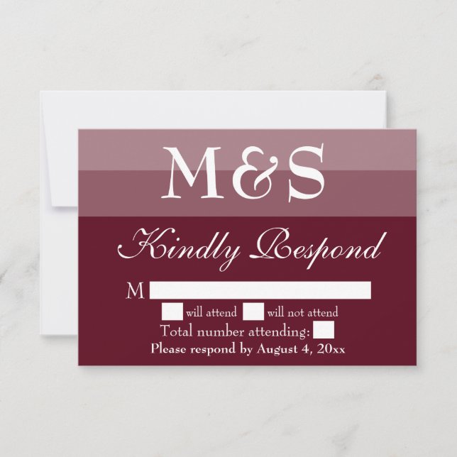 Modern minimalistisk Burgundy-Bröllop OSA Tack Kort (Framsida)
