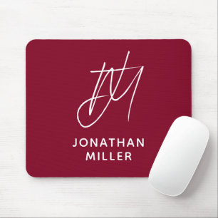 Modern Minimalistisk burgundy Monogram Musmatta