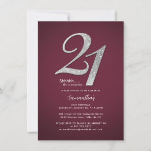 Modern Minimalistisk burgundy-överraskning 21:a fö Inbjudningar