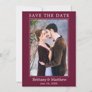 Modern Minimalistisk Burgundy Spara Datumet