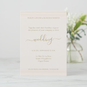 Modern minimalistisk champagne Guld Elegant bröllo Inbjudningar