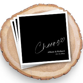 Modern, minimalistisk Cheers! Black Bröllop Napkin Pappersservett