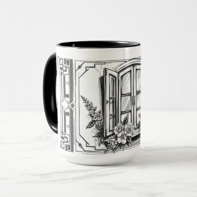 Modern Minimalistisk Chez Nous Vårt Hem Mugg (Framsida vänster)