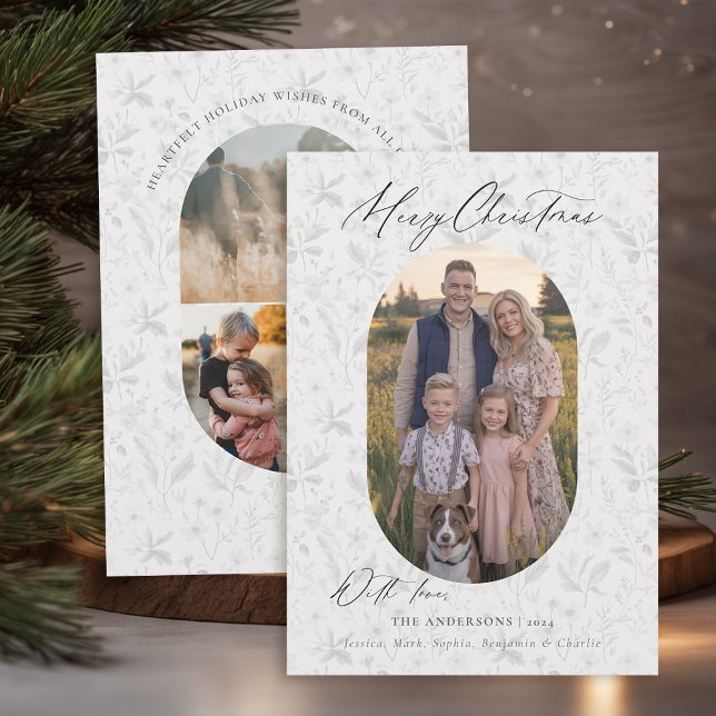 Modern minimalistisk Chic av lantbruk, fotopul Julkort (christmas card photo family couple kids dog modern minimalist farmhouse cottage rustic chic)