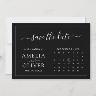 Modern minimalistisk chic djärv svart kalender brö spara datumet