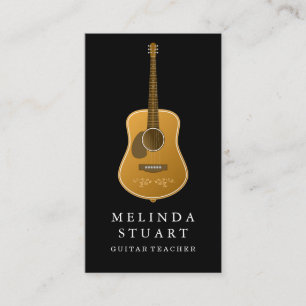 Modern minimalistisk Chic Musician Guitar Teacher Visitkort