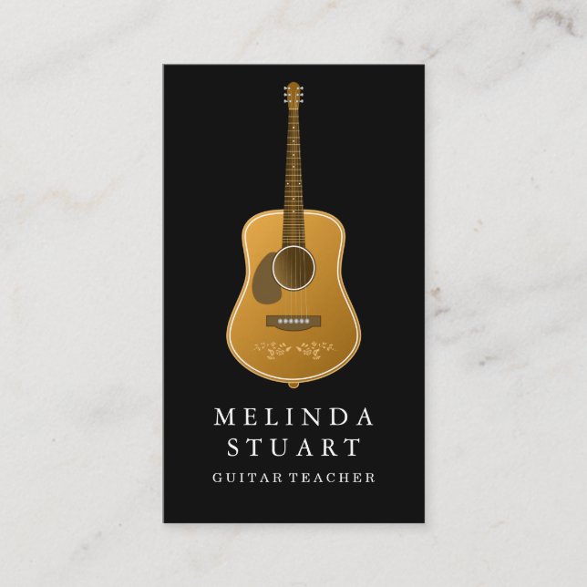 Modern minimalistisk Chic Musician Guitar Teacher Visitkort (Framsida)