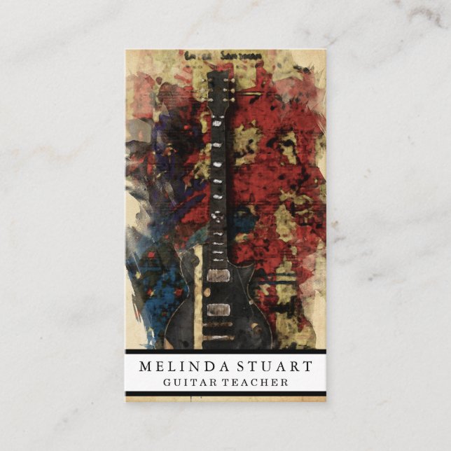 Modern minimalistisk Chic Musician Guitar Teacher Visitkort (Framsida)