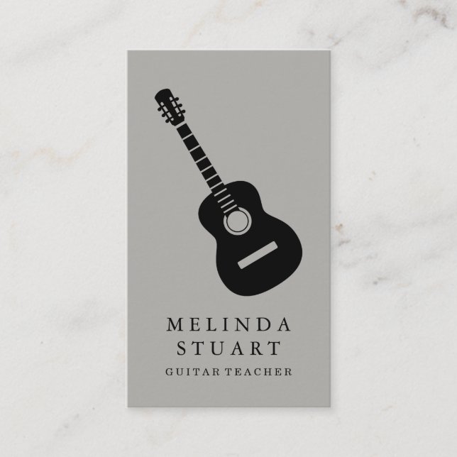 Modern minimalistisk Chic Musician Guitar Teacher Visitkort (Framsida)