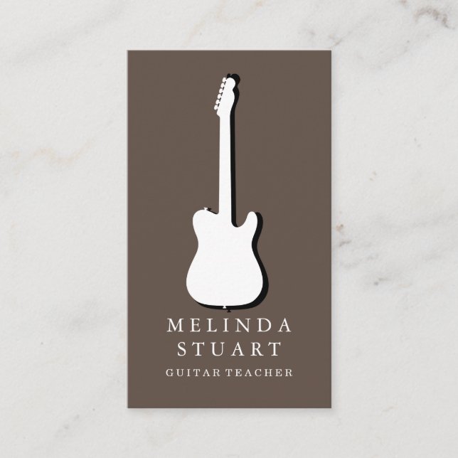 Modern minimalistisk Chic Musician Guitar Teacher Visitkort (Framsida)